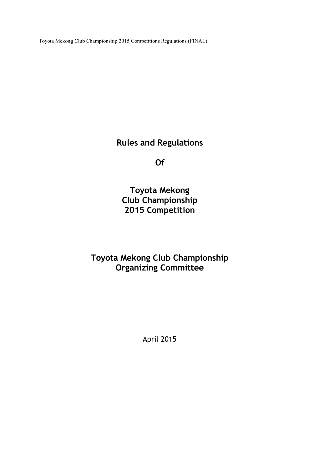 EAFF EAC&WEAC 2015 Finals Regulations