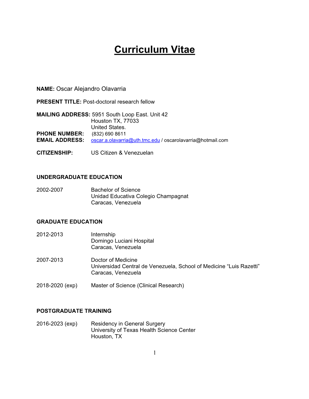 Curriculum Vitae