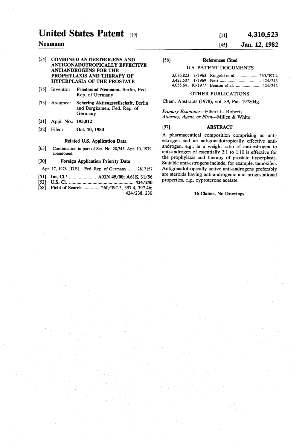 United States Patent (19) 11) 4,310,523 Neumann 45) Jan