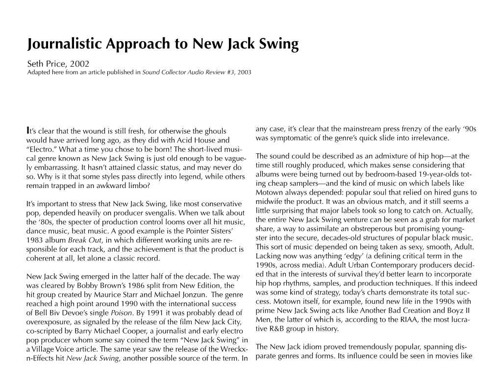 Journalistic Approach to New Jack Swing, 2002