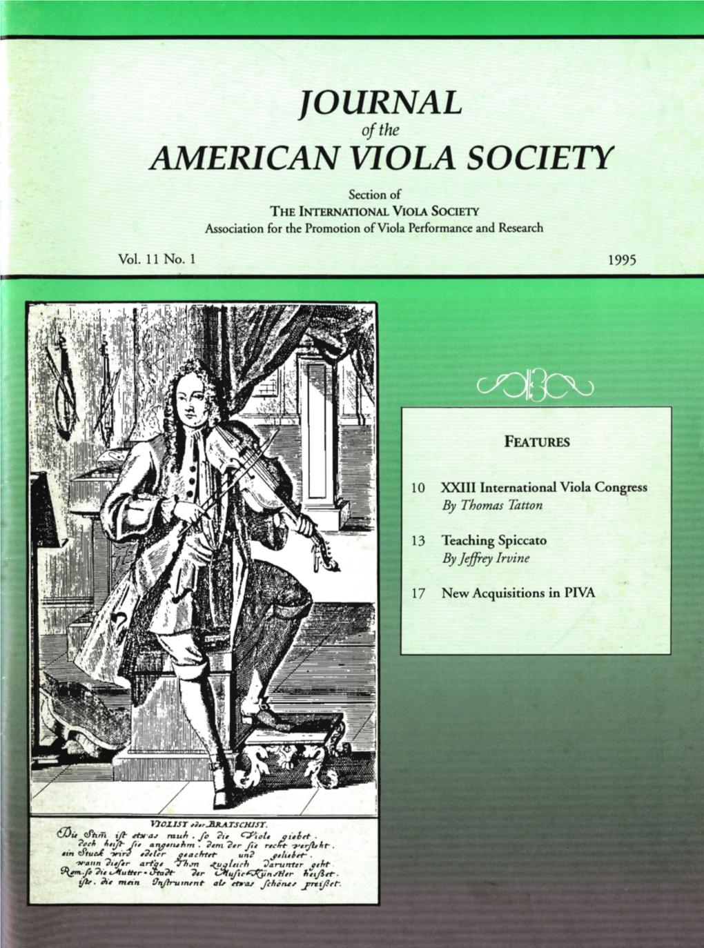 Journal of the American Viola Society Volume 11 No. 1, 1995