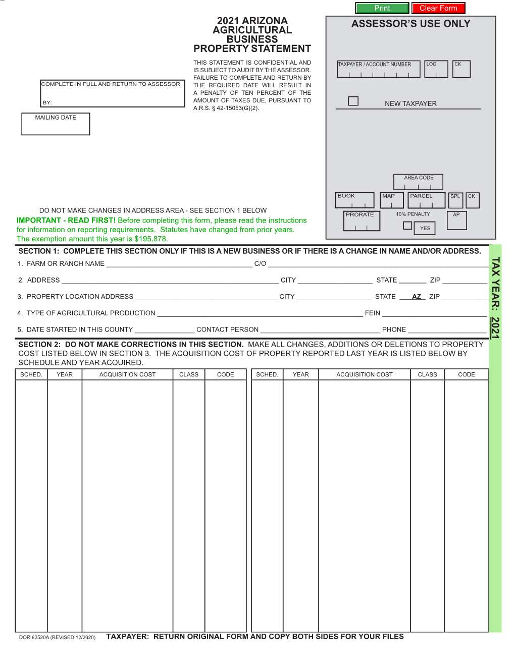 2021 Agricultural Business Property Statement 82520A