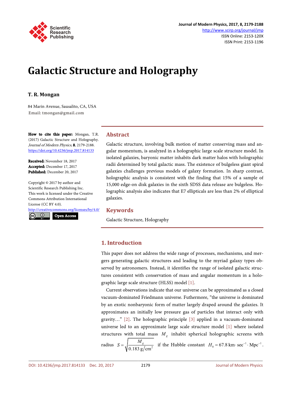 Galactic Structure and Holography