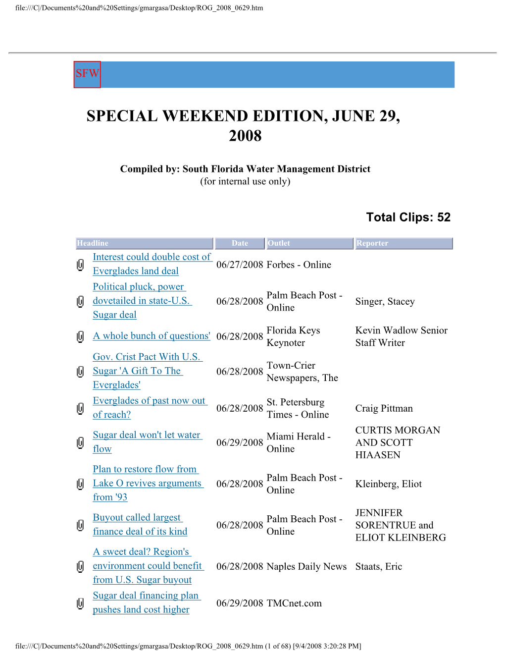 Special Weekend Edition, June 29, 2008