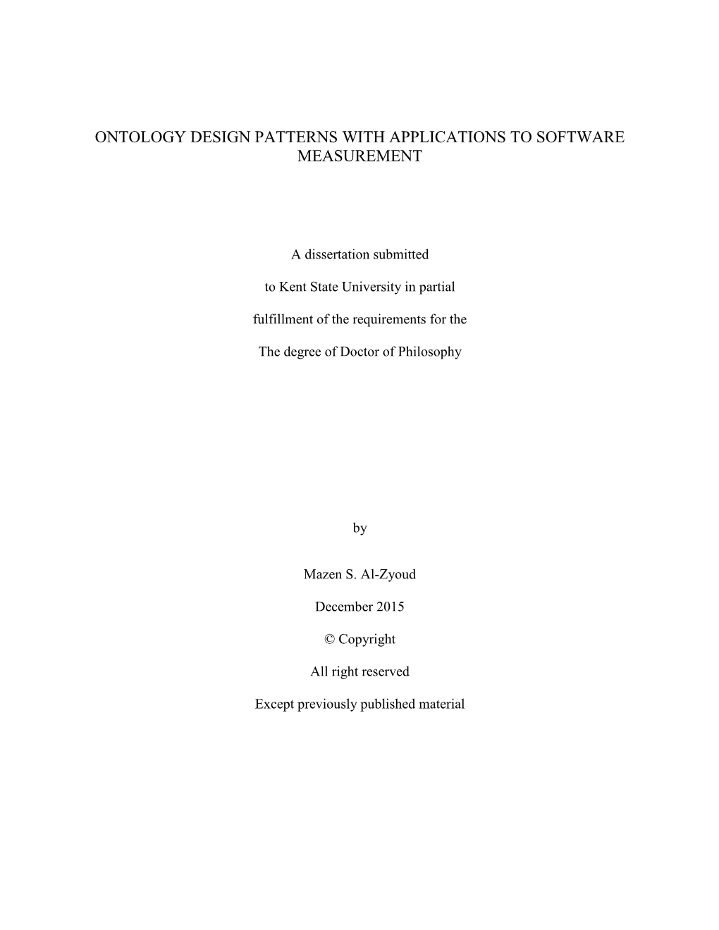 Ontology Design Patterns with Applications to Software Measurement