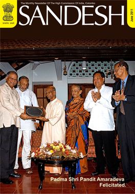 Padma Shri Pandit Amaradeva Felicitated. JUNE 2011