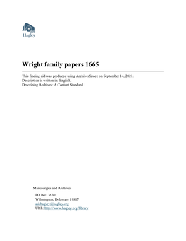 Wright Family Papers 1665