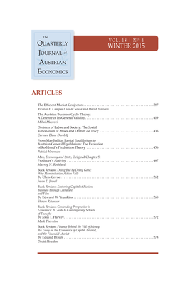 WINTER 2015 Journal of Austrian Economics