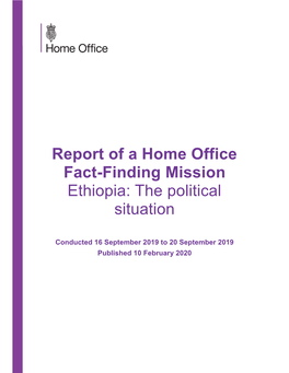 Report of a Home Office Fact-Finding Mission Ethiopia: the Political Situation