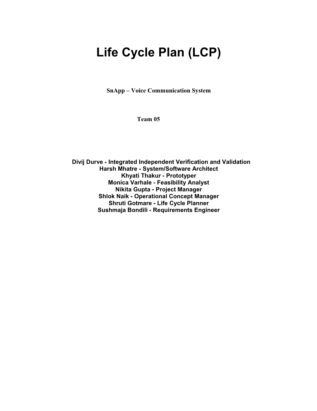 Life Cycle Plan (LCP) s6