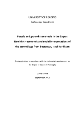 People and Ground Stone Tools in the Zagros Neolithic - Economic and Social Interpretations of the Assemblage from Bestansur, Iraqi Kurdistan
