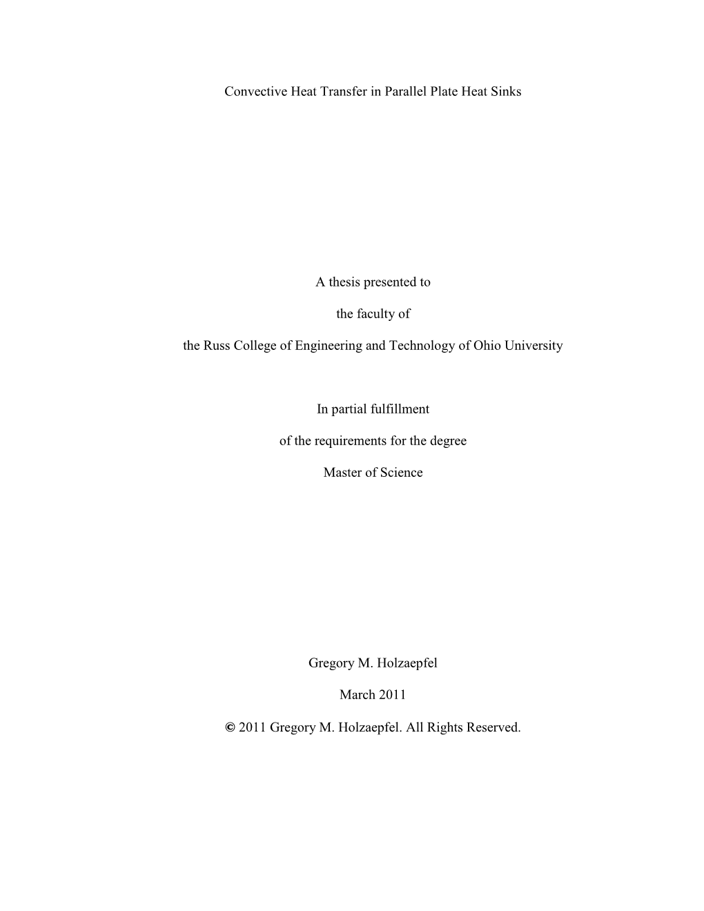 Convective Heat Transfer in Parallel Plate Heat Sinks