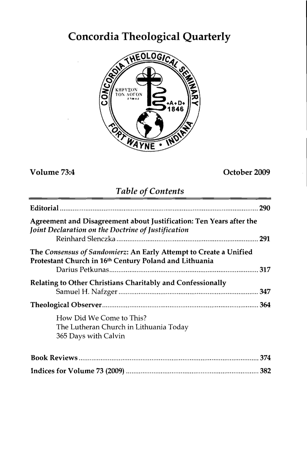 Concordia Theological Quarterly