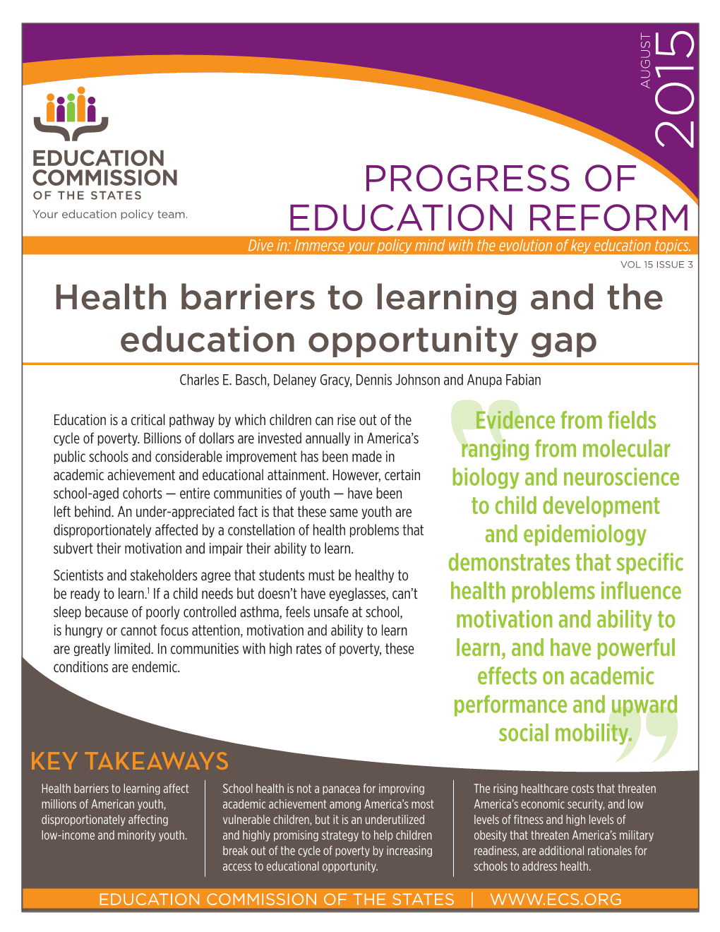 PROGRESS of EDUCATION REFORM Dive In: Immerse Your Policy Mind with the Evolution of Key Education Topics