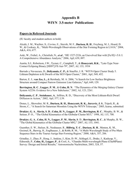 Appendix B WIYN 3.5-Meter Publications