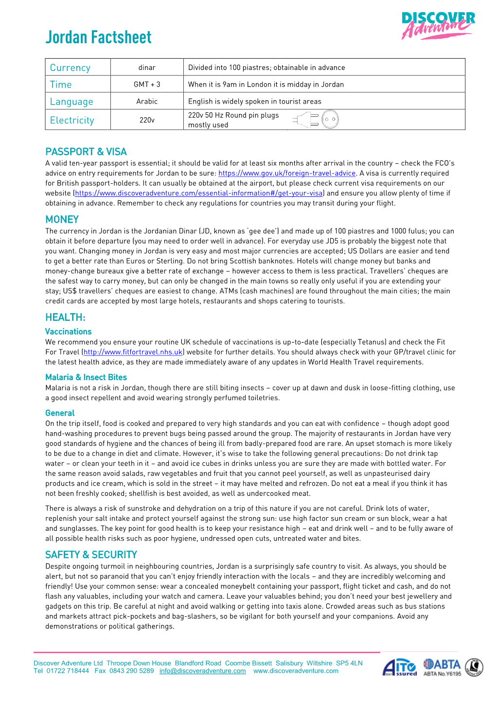 Jordan Factsheet