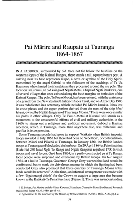 Pai Marire and Raupatu at Tauranga 1864-1867