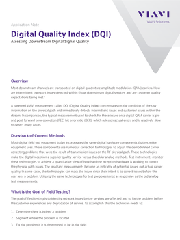 Digital Quality Index (DQI) Assessing Downstream Digital Signal Quality