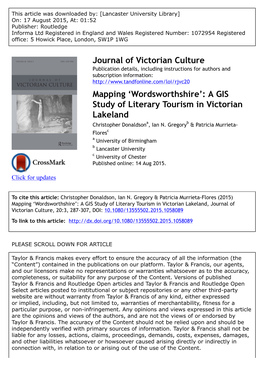 A GIS Study of Literary Tourism in Victorian Lakeland Christopher Donaldsona, Ian N