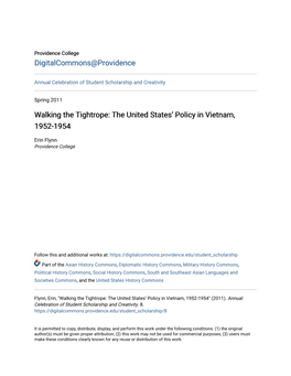 The United States' Policy in Vietnam, 1952-1954