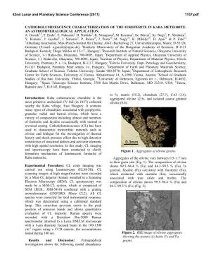 Cathodoluminescence Characterization of the Forsterite in Kaba Meteorite: an Astromineralogical Application