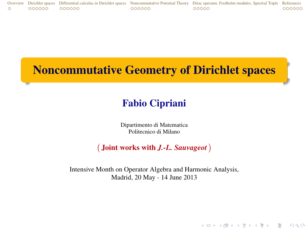 Noncommutative Geometry of Dirichlet Spaces