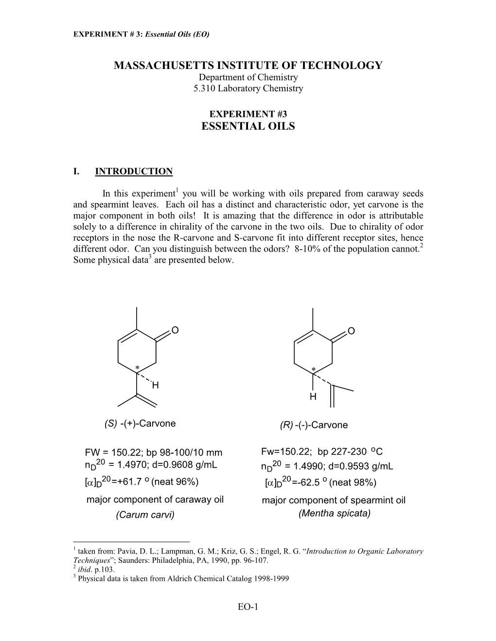 Massachusetts Institute of Technology Essential Oils