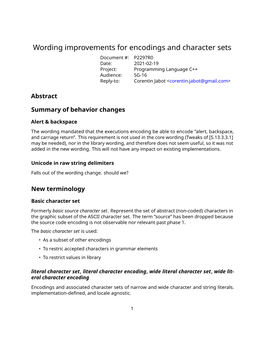 Wording Improvements for Encodings and Character Sets
