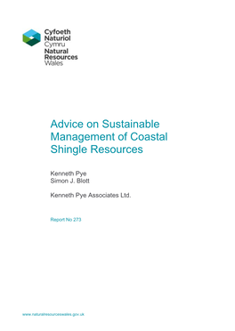 Advice on Sustainable Management of Coastal Shingle Resources