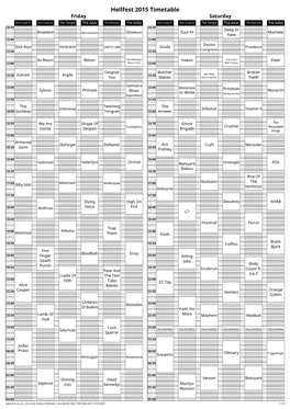 Hellfest 2015 Timetable