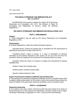 Kenya Citizenship Regulations 2012