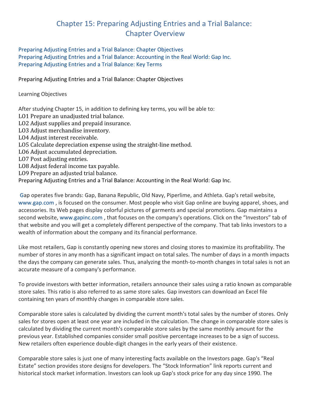 Chapter 15: Preparing Adjusting Entries and a Trial Balance: Chapter Overview