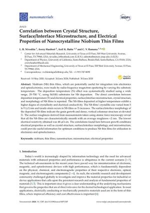 Correlation Between Crystal Structure, Surface/Interface Microstructure, and Electrical Properties of Nanocrystalline Niobium Thin Films