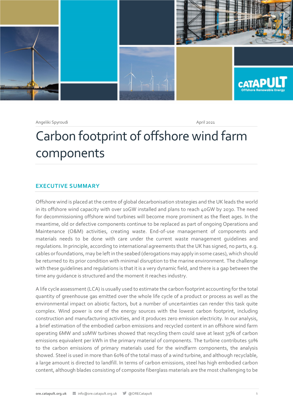 Carbon Footprint of Offshore Wind Farm Components