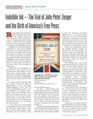 Indelible Ink – the Trial of John Peter Zenger and the Birth of America’S Free Press