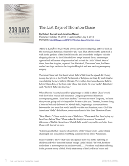 The Last Days of Thornton Chase