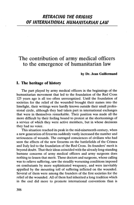 The Contribution of Army Medical Officers to the Emergence of Humanitarian Law