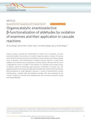 Functionalization of Aldehydes by Oxidation of Enamines and Their Application in Cascade Reactions