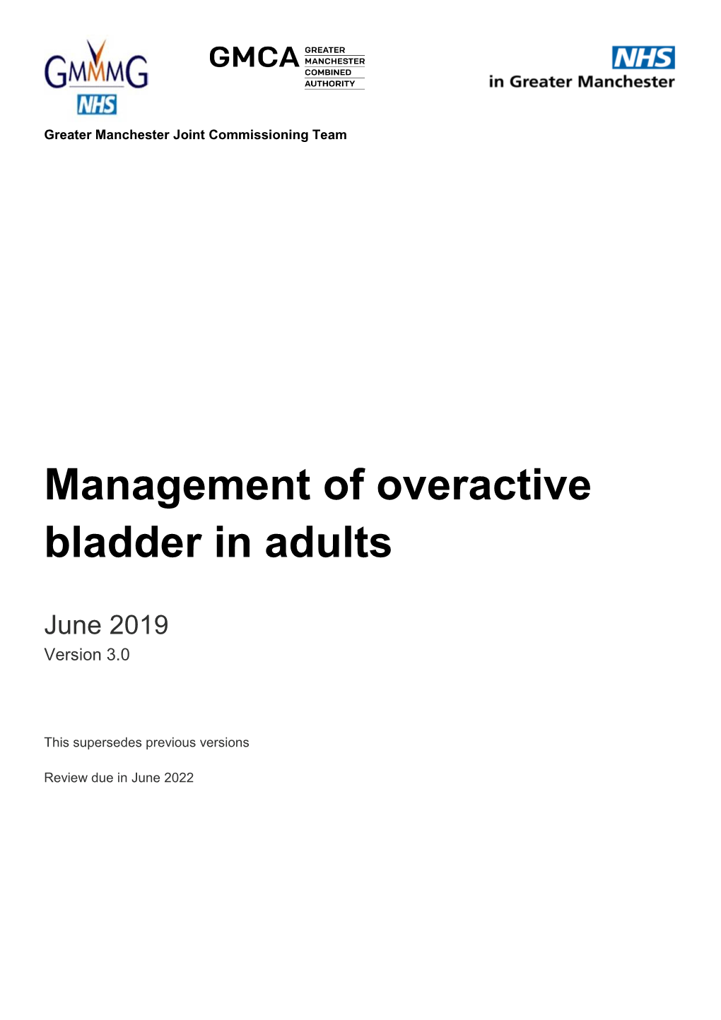 Management of Overactive Bladder in Adults