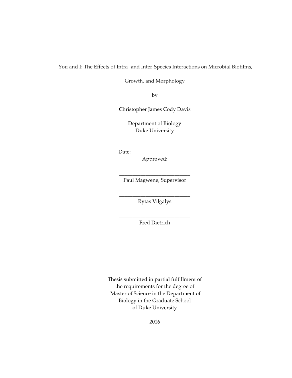 Duke University Dissertation Template