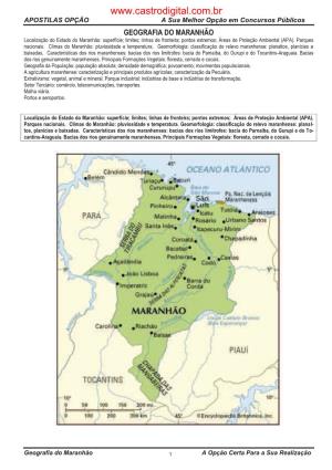 Apostila De Geografia Do Maranhão Para Concursos E Vestibulares