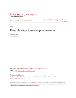 Free Radical Reactions of Organomercurials De-Liang Guo Iowa State University