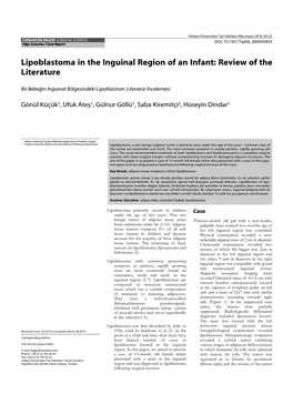 Lipoblastoma in the Inguinal Region of an Infant: Review of the Literature