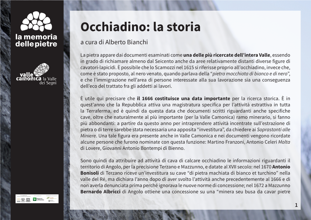 Occhiadino: La Storia a Cura Di Alberto Bianchi