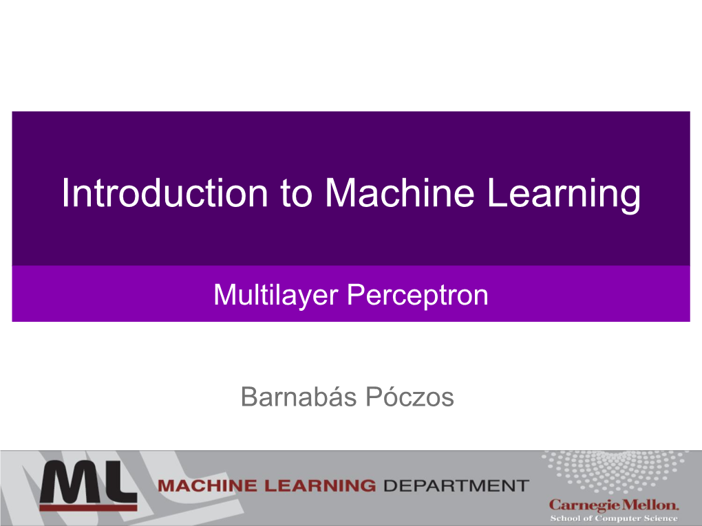 Introduction to Machine Learning