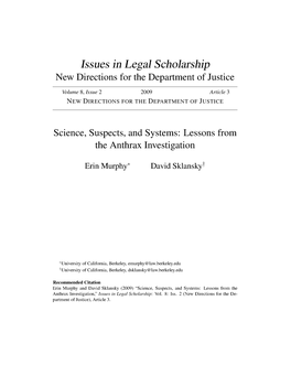 Issues in Legal Scholarship New Directions for the Department of Justice