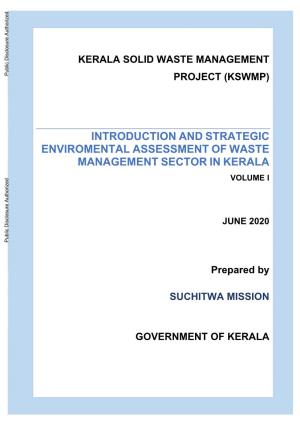 KERALA SOLID WASTE MANAGEMENT PROJECT (KSWMP) with Financial Assistance from the World Bank