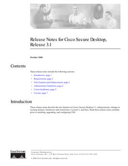 Release Notes for Cisco Secure Desktop, Release 3.1