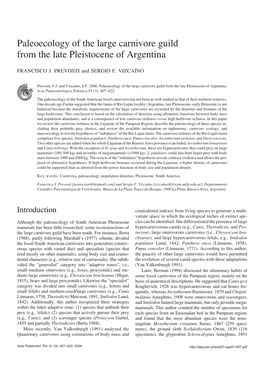 Paleoecology of the Large Carnivore Guild from the Late Pleistocene of Argentina