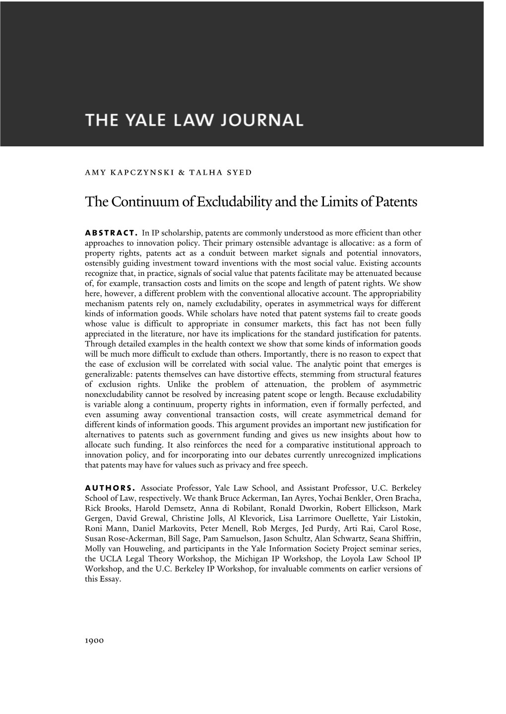 The Continuum of Excludability and the Limits of Patents Abstract